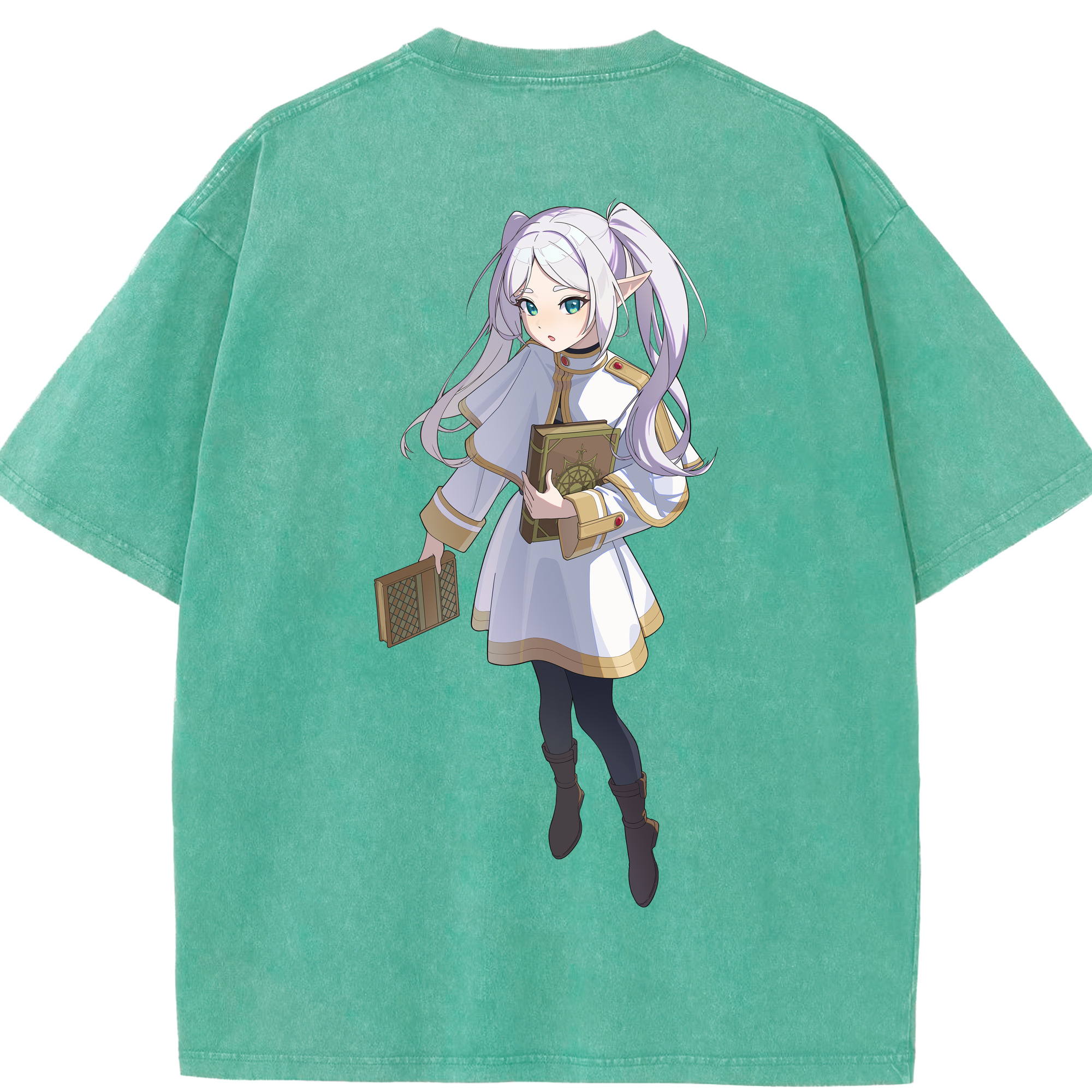 （画像用） 葬送のフリーレン Frieren 綿100% ヴィンテージ風 半袖Tシャツ（背面プリント）